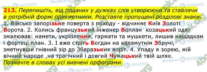 ГДЗ Українська мова 10 клас сторінка 213